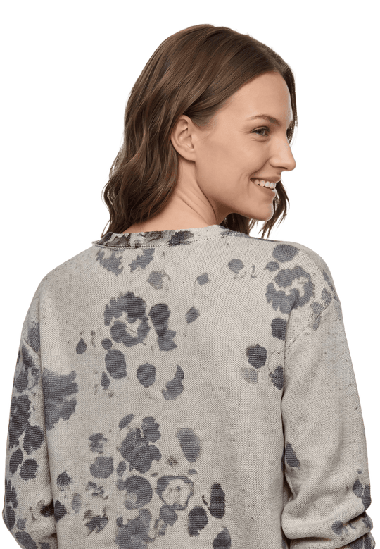 Strickpullover  langarm mit Lurexfaden Beige / Petrol D2