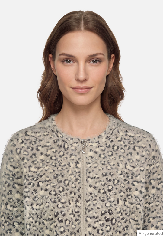 Betty Barclay Knit jacket with leopard print Patch Grey/Beige View 6 - Papena UK