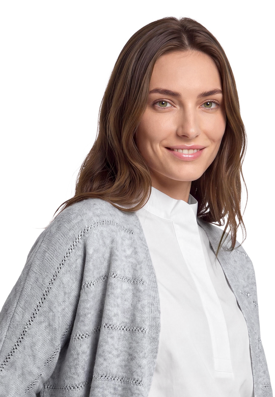 Feinstrickjacke mit Pailletten Light Silver / Melange D1