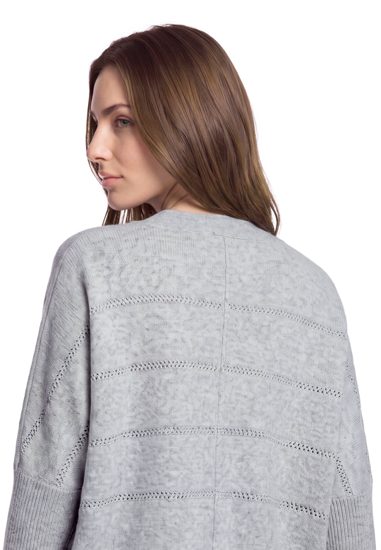 Feinstrickjacke mit Pailletten Light Silver / Melange D2