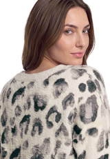 Strickpullover mit Leoprint Grey / Beige D2