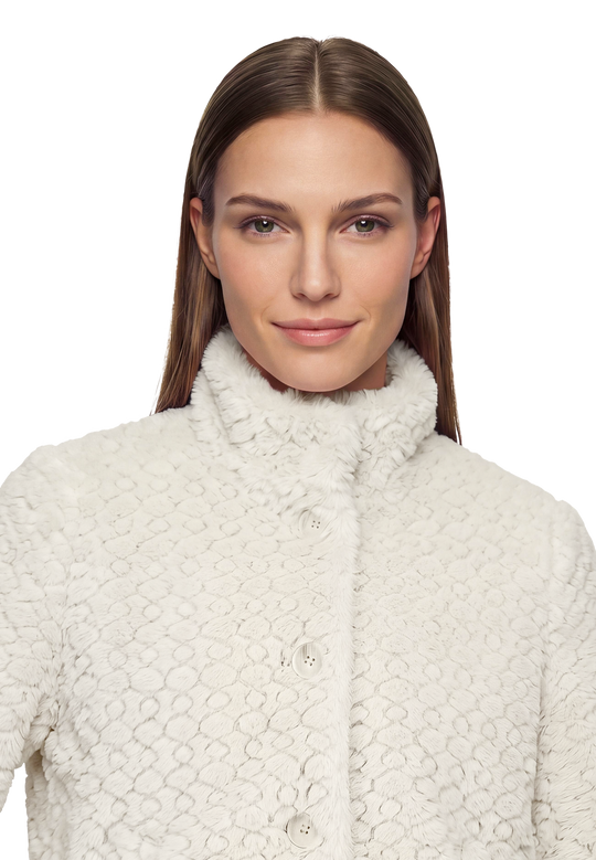 Plüschjacke  mit Knöpfen Pastel Sand D1