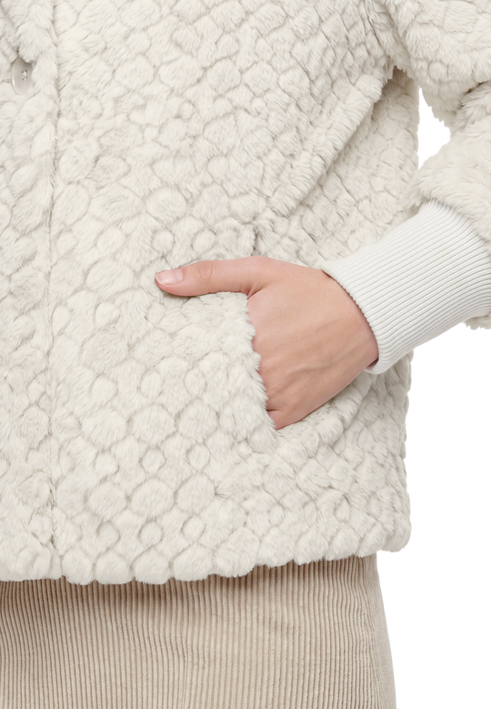 Plüschjacke  mit Knöpfen Pastel Sand D2