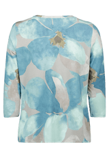Shirt 3/4 Arm mit Blumen Petrol / Grey FR