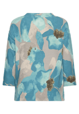 Betty Barclay Floral 3/4 Sleeve Sweatshirt Petrol/Grey View 3 - Papena UK