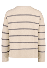 Strickpullover mit Streifen und Glitzer Beige (Patch Taupe/Grey) FR