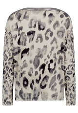 Strickpullover langarm mit Leoprint Grey / Beige FR