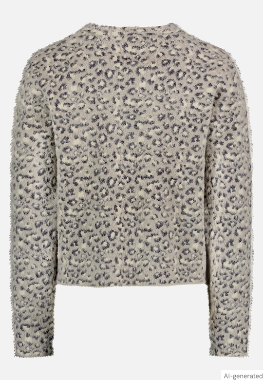 Betty Barclay Knit jacket with leopard print Patch Grey/Beige View 3 - Papena UK