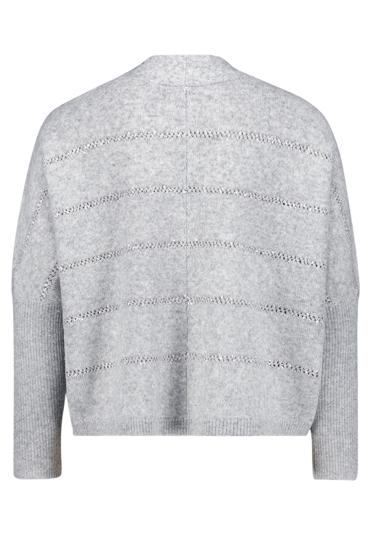 Feinstrickjacke mit Pailletten Light Silver / Melange FR
