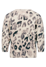 Strickpullover mit Leoprint Grey / Beige FR
