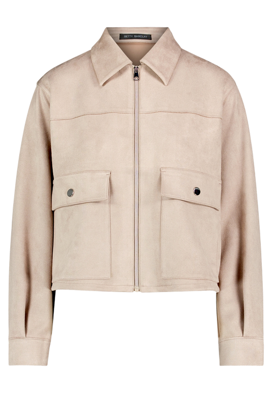 Velourslederjacke mit Taschen Bright Taupe F