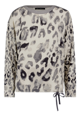 Strickpullover langarm mit Leoprint Grey / Beige F