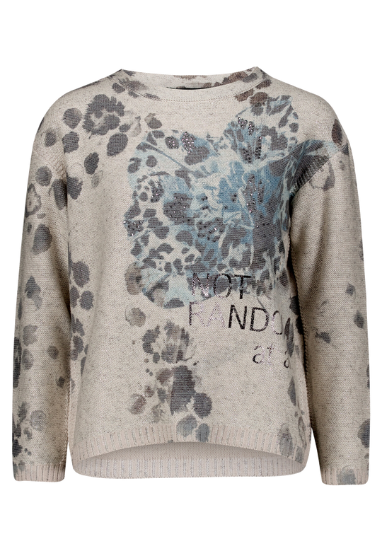 Strickpullover  langarm mit Lurexfaden Beige / Petrol F