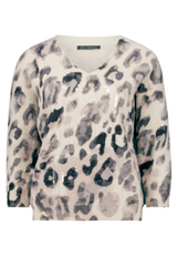 Strickpullover mit Leoprint Grey / Beige F