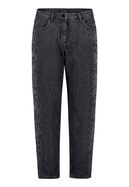 mit Leoprint Barrel Jeans Dark Grey F