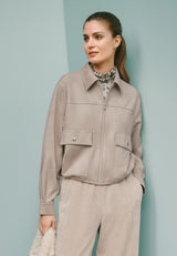 Velourslederjacke mit Taschen Bright Taupe IMG