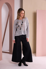 NAYA Round Neck Knit With Cut Away Hem | NAW26120 – Silver