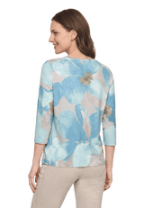 Shirt 3/4 Arm mit Blumen Petrol / Grey R