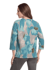 Betty Barclay Floral 3/4 Sleeve Sweatshirt Petrol/Grey View 4 - Papena UK
