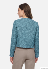 Betty Barclay Bouclé jacket with buttons Petrol/Grey View 4 - Papena UK