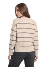 Strickpullover mit Streifen und Glitzer Beige (Patch Taupe/Grey) R