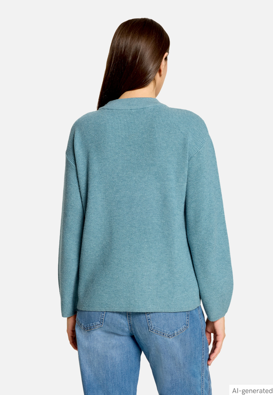 Betty Barclay Stand-Up Collar Knit Jumper Smoky Mint Melange View 3 - Papena UK