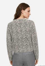 Betty Barclay Knit jacket with leopard print Patch Grey/Beige View 4 - Papena UK