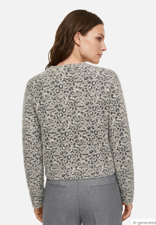 Betty Barclay Knit jacket with leopard print Patch Grey/Beige View 4 - Papena UK