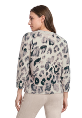 Strickpullover mit Leoprint Grey / Beige R