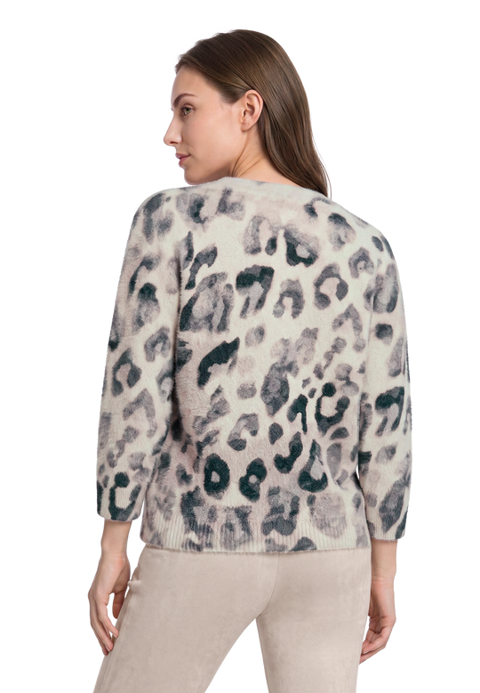 Strickpullover mit Leoprint Grey / Beige R