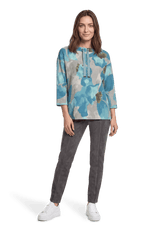 Betty Barclay Floral 3/4 Sleeve Sweatshirt Petrol/Grey View 2 - Papena UK