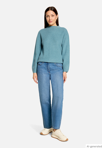 Betty Barclay Stand-Up Collar Knit Jumper Smoky Mint Melange View 2 - Papena UK