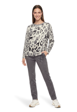 Strickpullover langarm mit Leoprint Grey / Beige VH