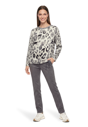 Betty Barclay Long-Sleeve Leopard Print Knit Jumper Grey/Beige View 2 - Papena UK