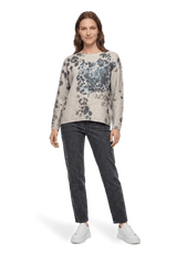 Strickpullover  langarm mit Lurexfaden Beige / Petrol VH