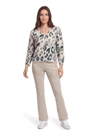 Strickpullover mit Leoprint Grey / Beige VH