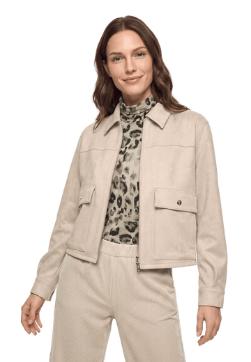 Velourslederjacke mit Taschen Bright Taupe V