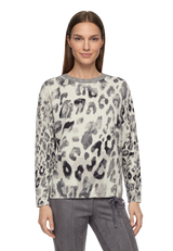 Strickpullover langarm mit Leoprint Grey / Beige V