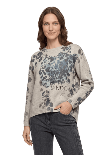 Strickpullover  langarm mit Lurexfaden Beige / Petrol V