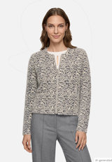 Betty Barclay Knit jacket with leopard print Patch Grey/Beige View 1 - Papena UK