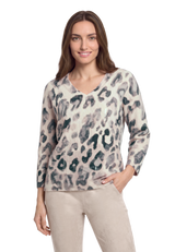 Strickpullover mit Leoprint Grey / Beige V