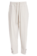 NAYA Slim Leg Tapered Travel Fabric Trousers with Buttoned Tab Hems | NPA26179
