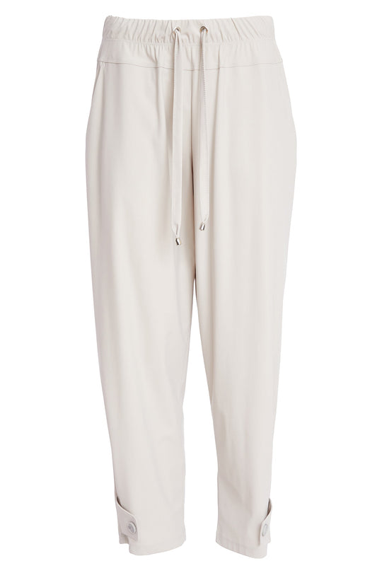NAYA Slim Leg Tapered Travel Fabric Trousers with Buttoned Tab Hems | NPA26179